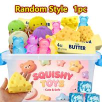 Random Slow Rising Squishy Set, Cheese Bun Dumpling Bread Bear Squeeze Toys, Sensory Stress Relief for Adults yellow