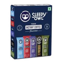 Sleepy Owl Pack of 10 Premium Instant Coffee Sachets | 2g Each - Flavoured Coffee Pouch| | Makes 10 Cups blue
