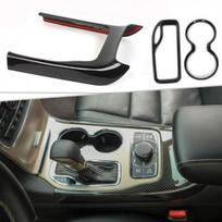 Carbon Fiber Gear Shift Cup Holder Panel Trim Cover for Jeep Grand Cherokee 14+ gray