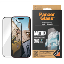 PanzerGlass | Screen protector | Apple | iPhone 15 | Recycled plastic | Transparent | Ultra-Wide Fit; Easy installation; Fingerprint resistant; Anti-yellowing; Touch sensitivity | MATRIX with D3O