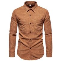 Vyriški retro vienspalviai marškiniai ilgomis rankovėmis marškiniai švarkas Laisvalaikio verslo marškiniai vyrams Lengvi darbo marškiniai su velvetu atvartu S