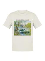 Van Gogh River Landscape Art Men's T-shirt XL gray