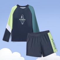 Boys' Long-Sleeve Sun Protection Surfing Swimsuit Set Plus Size Kids 140 cm šviesiai pilka spalva