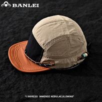 American Retro Color Block Short Brim Baseball Cap Men Women Outdoor Fashion Quick Dry 5-Panel Flat Brim Sun Hat 55-60cm