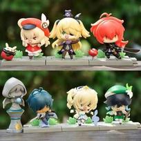 Game Genshin Impact Figure Kawaii Mondstadt Series Figurines Venti Klee Kaeya Desktop Ornament PVC Model Toy Kid‘s Birthday GIft gray