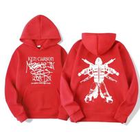 Rapper Ken Carson European Tour Hoodies Men'S Women Hip Hop Vintage Trend Sweatshirts Casual Long Sleeve Hooded Streetwear 3XL raudona