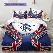 Custom Name Rangers FC Crest Bedding,Quilt Set Quilt Cover Pillowcase Home Birthday Gift (1 * duvet cover + 2 * pillowcase, without core) 135x200cm white