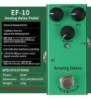 Kompaktiškas elektrinės gitaros efektų pedalas: Overdrive, Distortion, Tremolo, Delay, Chorus, Reverb black