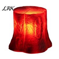 Indoor Halloween Party Decoration LED Tree Stump Light with Realistic Flame Effect, Simulated Pit Wood Bonfire Effect Night Light, Battery Operated red