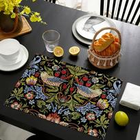 Retro Flower and Bird Meal Mat British Morris Table Mat Medieval Countryside Style Thermal Insulation Non slip Meal Mat 4PCS