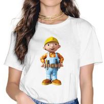Bob The Builder Build It T Shirt Harajuku Graphic Women's Polyester Tees O-Neck M black