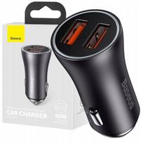 Automobilinis įkroviklis 60W 2xUSB-A metalinis, Automobilinis įkroviklis 60W 2xUSB-A metalinis