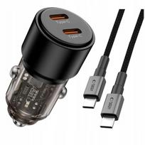 Automobilinis įkroviklis 100W USB-A USB-C su USB-C kabeliu 1 m, Automobilinis įkroviklis 100W USB-A USB-C su USB-C kabeliu 1 m