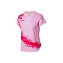 Li Ning Ping Pong Series Dragon Totem Print Sports Quick-Dry Short Sleeve T-Shirt Women Tops Pink AAYR358-3 L pink