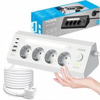 Kampinis prailgintuvas 4 lizdų + USB 2 m su jungtuku, Kampinis prailgintuvas 4 lizdų + USB 2 m su jungtuku