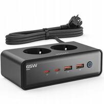 Prailgintuvas 2 lizdų + 4 USB 4000W 2 m, Prailgintuvas 2 lizdų + 4 USB 4000W 2 m