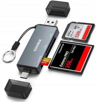 USB 3.0 ir USB-C atminties kortelių skaitytuvas CF MicroSD OTG 5Gb/s iki 2 TB, USB 3.0 ir USB-C atminties kortelių skaitytuvas CF MicroSD OTG 5Gb/s iki 2 TB