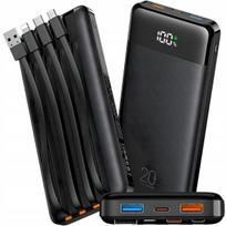 Atsarginis maitinimo šaltinis ("Power Bank") Išorinė baterija 20000 mAh 22,5 W su 2 x USB, USB-C, PD 3.0, QC 3.0 ir 4 laidais, Išorinė baterija 20000 mAh 22,5 W su 2 x USB, USB-C, PD 3.0, QC 3.0 ir 4 laidais
