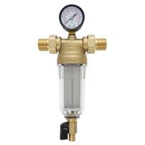 Mechaninis savaiminio išsiplovimo vandens filtras 3/4" su manometru, Mechaninis savaiminio išsiplovimo vandens filtras 3/4" su manometru