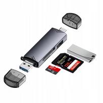 Atminties kortelių skaitytuvas 6in1 USB 3.0 USB-C MicroUSB SD SDXC MicroSD, Atminties kortelių skaitytuvas 6in1 USB 3.0 USB-C MicroUSB SD SDXC MicroSD