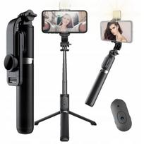 Asmenukių lazda ("Selfie sticks") Asmenukių lazda telefonui su Bluetooth nuotoliniu valdymu ir apšvietimu, trikojis, Asmenukių lazda telefonui su Bluetooth nuotoliniu valdymu ir apšvietimu, trikojis