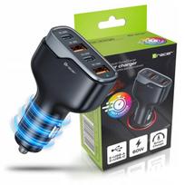 Automobilinis įkroviklis 60W 4 jungtys USB-C USB-A, Automobilinis įkroviklis 60W 4 jungtys USB-C USB-A