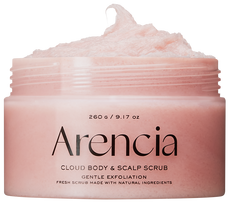 ARENCIA Fresh Cloud Lavender & Pear, kūno ir galvos odos šveitiklis, 260 g