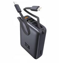 Atsarginis maitinimo šaltinis ("Power Bank") Išorinė baterija 20000 mAh 22,5 W su integruotais USB-C ir Lightning laidais, PD, QC, Išorinė baterija 20000 mAh 22,5 W su integruotais USB-C ir Lightning laidais, PD, QC