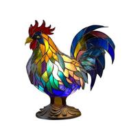 (cock)Animal Table Lamp Stained Resin Stained Night Light Retro Desk Lamps Xmas Gift less