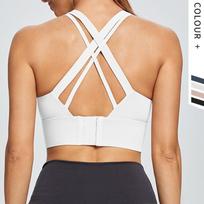 Women S Plus Size High Impact Sports Bra Cross Back Shockproof Yoga Running Vest XXXL violetinė
