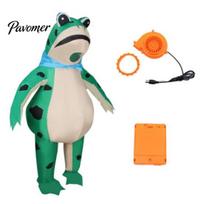 Halloween Party Costume Inflatable Frog for Adults, Blow-Up Suit with Air Blower, Animal Battery Box, Cartoon Green Outfit Cosplay Durable XS žalia