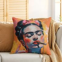 Ffrida Kahlo Art Cushion Cover Silky Short Plush Invisible Zipper Dustproof Sofa Pillow Case For Home Decor 30cmx30cm(12x12Inch) beige