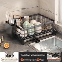 Brangdy Multi-functional Kitchen Dish Drying Rack with Chopstick Holder gray