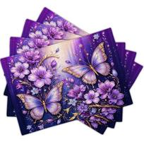 30x45cm 4pc s Butterfly Floral Pattern Linen Material Placemats Coasters Decorative Table Linens Home Dining Kitchen Daily Use 4PCS