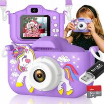 Skaitmeninis fotoaparatas Vaikiškas skaitmeninis fotoaparatas, vienaragio dizainas, 32GB, Vaikiškas skaitmeninis fotoaparatas, vienaragio dizainas, 32GB