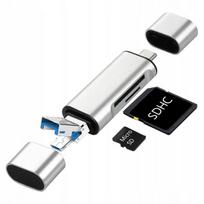 USB OTG atminties kortelių skaitytuvas SD MicroSD su USB-C ir Micro USB, USB OTG atminties kortelių skaitytuvas SD MicroSD su USB-C ir Micro USB