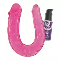 Crushious Deep Diver Set - Double-Ended Flexible Model with Anal Lubricant 50ml Pink
