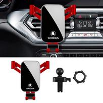 ABS Sunkio jėgos telefono laikiklis Automobilio oro išleidimo angos spaustukas Stovas išmaniajam telefonui Skoda Fabia Octavia Superb Enyaq Rapid Kodiaq Kamiq Karoq A-Silver gray
