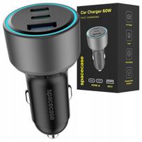 Automobilinis įkroviklis 60W 2xUSB-C PD QC3.0 PPS 12V-24V, Automobilinis įkroviklis 60W 2xUSB-C PD QC3.0 PPS 12V-24V