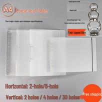 Frosted A4 Twill Ring Binder Planner - 2, 4, 6, or 30-Hole PP Plastic Transparent Cover A4 8-hole Standard with Strap (120 sheets) gray