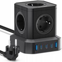 Prailgintuvas 5 lizdų + 5 USB 65W 2 m, Prailgintuvas 5 lizdų + 5 USB 65W 2 m