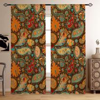 2 Panel Collection Boho Hippie Window Drapes - Life Tree Room Decor great for Sleeping Room, Living Room, Dorm Room - Soft and Stylish Home Decor W50 X H130(CM)X2&Hook orange