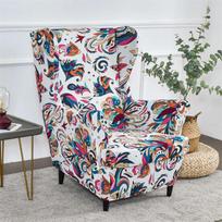 Tropical Plant Wing Chair Cover Elastic Spandex Relax Armchair Covers Nordic Removable Sofa Slipcover Furniture Protector Cover gray