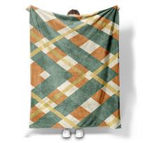 Žalias Oranžinis Langeliu Flanelinis Mesti Antklodė Minkštas Jaukus Vilnos Audinys Namams Biurui Sofai Automobiliui Visų Sezonų Dovana 75x90cm beige