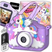 Skaitmeninis fotoaparatas Vaikiškas skaitmeninis fotoaparatas su žaidimais, 32GB atminties kortelė, Vaikiškas skaitmeninis fotoaparatas su žaidimais, 32GB atminties kortelė
