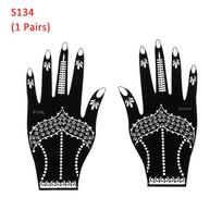 Mehndi Indian Style Makeup Henna Template Sticker DIY Body Art Temporary Hand Decal Tattoo Stencils S134 (1 Pairs)