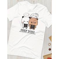 Matching Couple Chef Bubu & Dudu unisex T-Shirts - Funny Chef Hat & Cooking Utensils Graphic - Soft Breathable Unisex Adult Loose Fit Tee - Matching C XL įvairiaspalvis