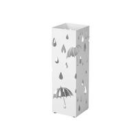SONGMICS Metalinis skėčių stovas, kvadratinis skėčių laikiklis su lašų surinkimo padėklu ir 4 kabliukais, 15,5 x 15,5 x 49 cm, baltas balta