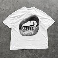 Y2K Big Lips Grillz Graphic T-shirt Vintage Washed Hip Hop Harajuku Unisex Oversized Crew Neck Short Sleeve Tee Tops Hot XXXL gray