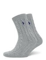 Polo Ralph Lauren - Cable-Knit Crew Socks - Įprastos kojinės - Pilka